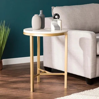 Garzeaux Champagne w/ Ivory Marble Side Table | Bed Bath & Beyond