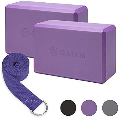 Gaiam Essentials Yoga Block 2 Pack & Yoga Strap Set | Amazon (US)