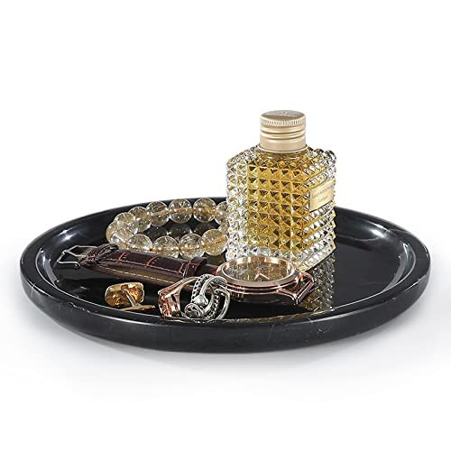 10inch Round Black Marble Tray for Home Decor for Bathroom/Kitchen/Vanity/Dresser Non-Resin (Black, 10") | Amazon (US)