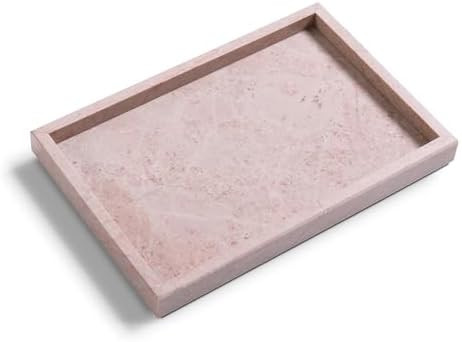 Yew & Tulip Natural Pink Marble Vanity Tray, Nature Rose Cream Marble Serving Tray for Bathroom, ... | Amazon (US)