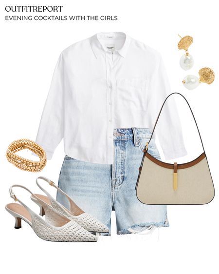 Denim shorts white linen shirt white sling backs and demellier handbag with gold jewellery

#LTKshoes #LTKsummer #LTKstyletip