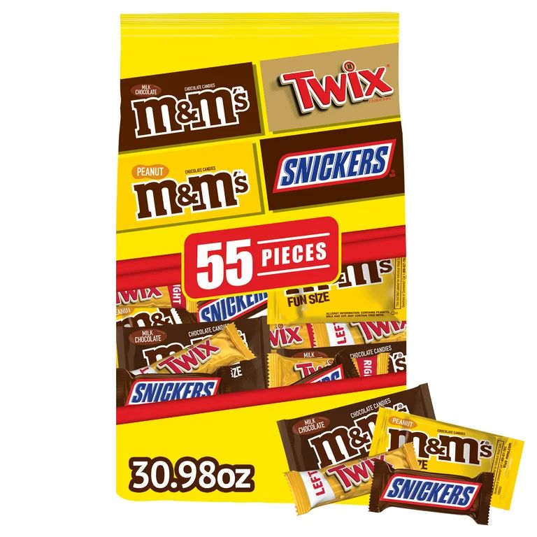 M&M's, Snickers & Twix Milk Chocolate Candy Bar Variety Pack - 55 Ct | Walmart (US)