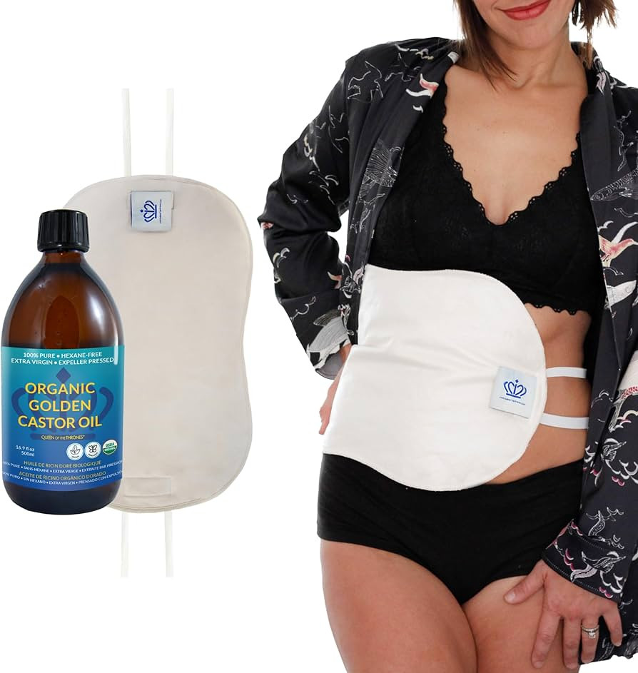 QUEEN OF THE THRONES Castor Oil Pack for Liver Kit - Heatless, Less-Mess, Reusable - Organic Cott... | Amazon (US)