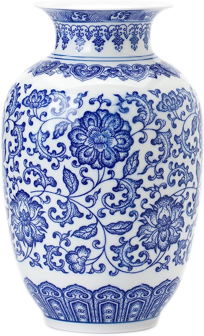 GaLouRo Blue and White Vase, Blue Vase, Chinoiserie Vase, Blue and White Ginger Jar Vase for Home... | Amazon (US)