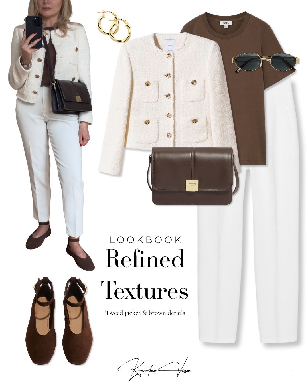 Refined Textures 🤍✨

Tags: white tweed jacket mango white high waist trousers zara 9929/132 brown t-shirt cos brown suede ballet pumps h&m gold frame sunglasses h&m brown leather bag &otherstories office outfit workwear smart casual timeless fashion classic style summer outfit spring outfit comfy chic 

#LTKworkwear #LTKsummer #LTKstyletip