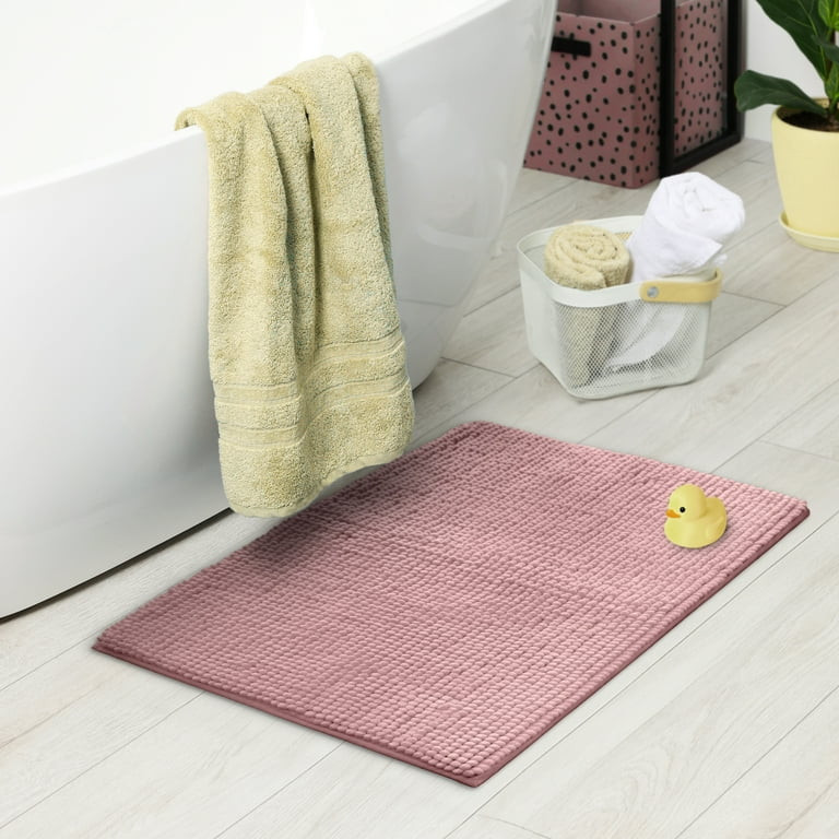 Your Zone Kids Pink Memory Foam Noodle Single Bath Rug with Nonslip Backside, 17" x 24" | Walmart (US)
