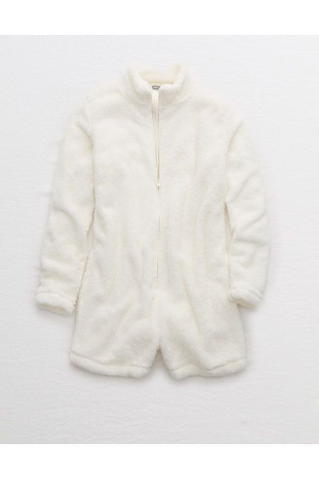 Aerie Fuzzy Sherpa Sleep Romper | American Eagle Outfitters (US & CA)