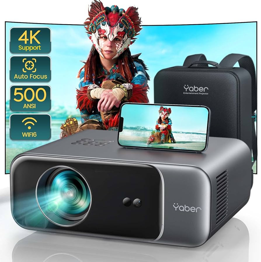 [Auto Focus] YABER Pro V9 4K Projector with WiFi 6 and Bluetooth 5.2, 500 ANSI Native 1080P Outdo... | Amazon (US)