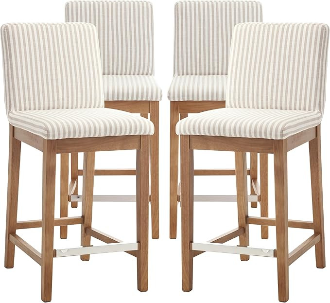 Kmax 26 Inch Counter Height Bar Stools Set of 4, Upholstered Stools for Kitchen Counter with Back... | Amazon (US)