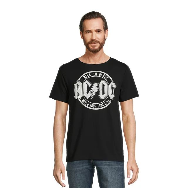 AC/DC Back In Black World Tour Men's & Big Men's Band Graphic Tee, Sizes S-3XL | Walmart (US)