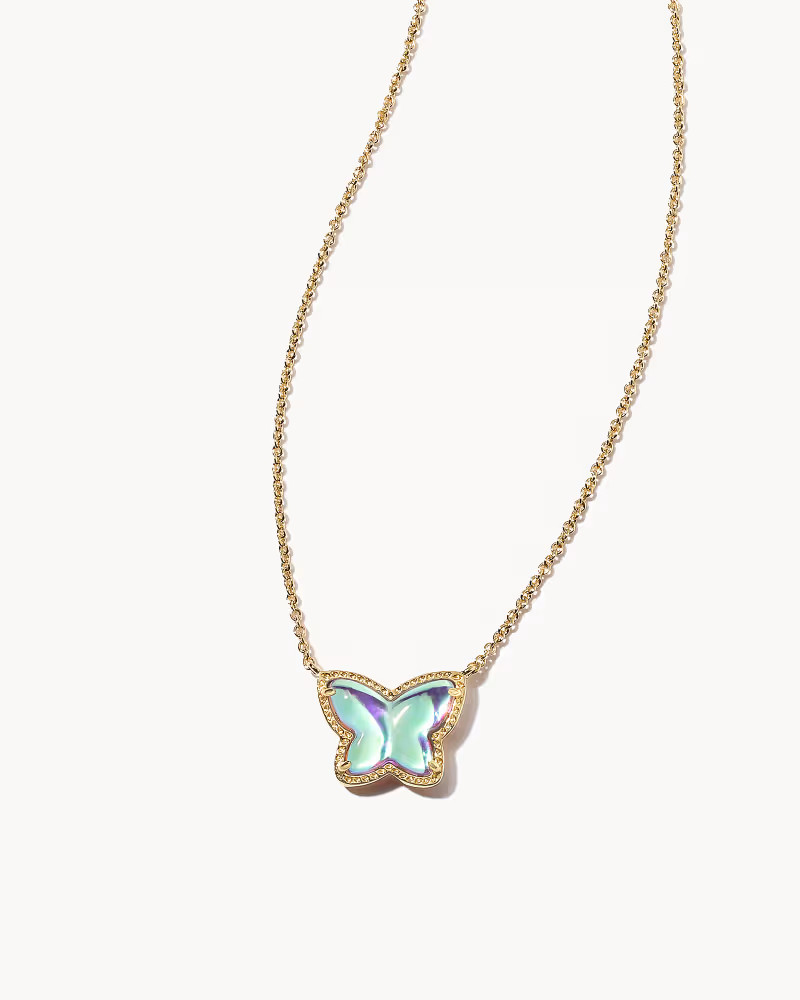 Lillia Butterfly Gold Pendant Necklace in Blue Dichroic Glass | Kendra Scott | Kendra Scott