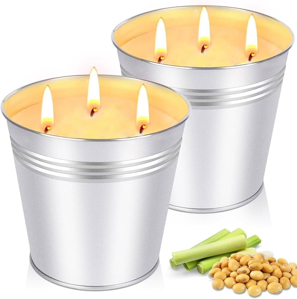 Amazon.com: Citronella Candles Outdoor - Large 2 x 17oz Citronella Candle for Home Patio up to 20... | Amazon (US)