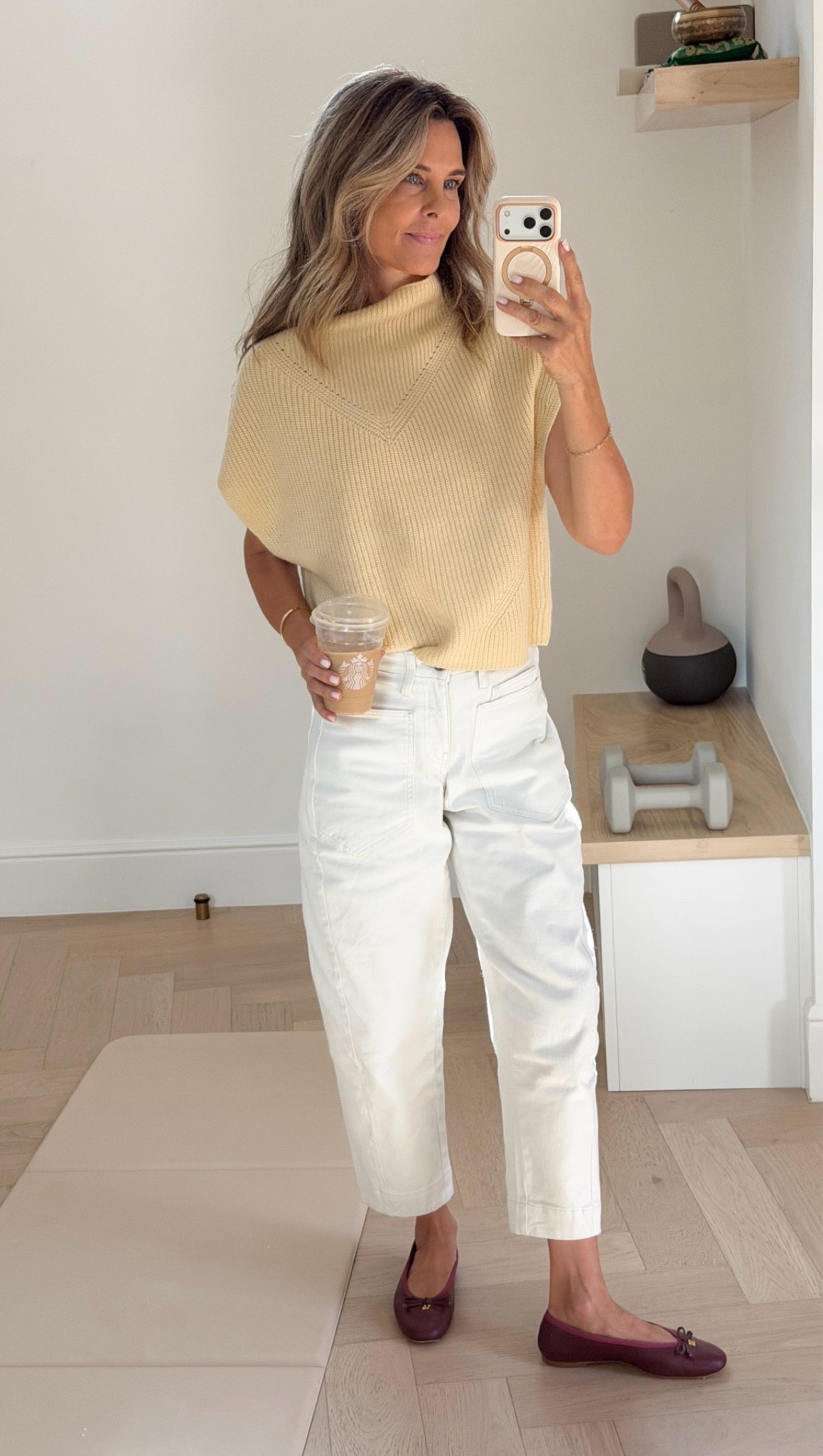I’m 5’6”
-cashmere sweater XS 
-pants @Ruti sz 2
-Burgandy flats TTS

#LTKootd #LTKOver40