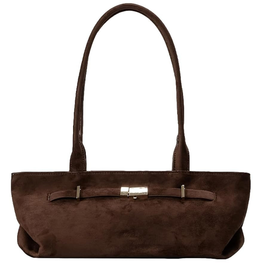 Vintage Faux Suede Shoulder Bag for Women Small Tote Purse Handbags Trendy Ladies Underarm Satche... | Amazon (US)