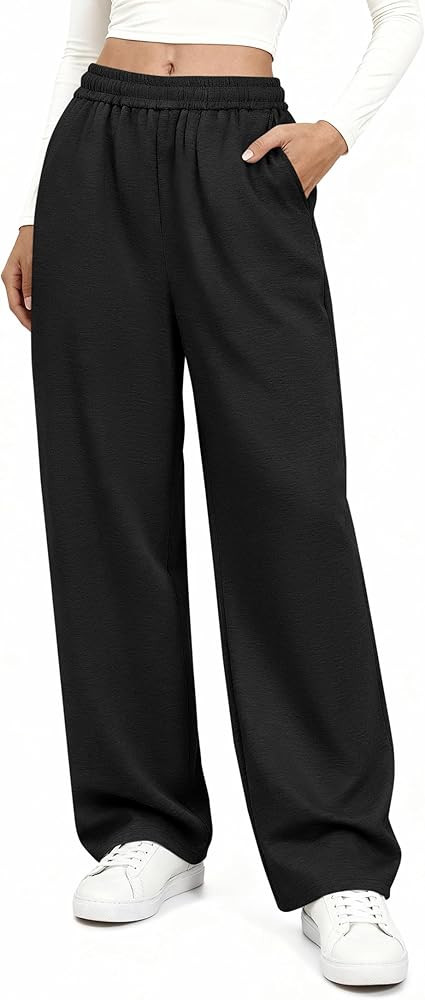 KIRUNDO Sweatpants Women 2025 Fall Baggy Wide Leg Lounge Pants Casual Elastic High Waisted Workou... | Amazon (US)