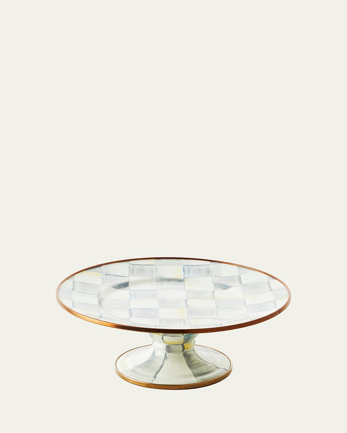 Sterling Check Enamel Mini Pedestal Platter | Bergdorf Goodman