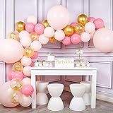 PartyWoo Pink and Gold Balloons, 66 pcs Pink Balloons, Metallic Gold Balloons, Pastel Pink Balloons  | Amazon (US)