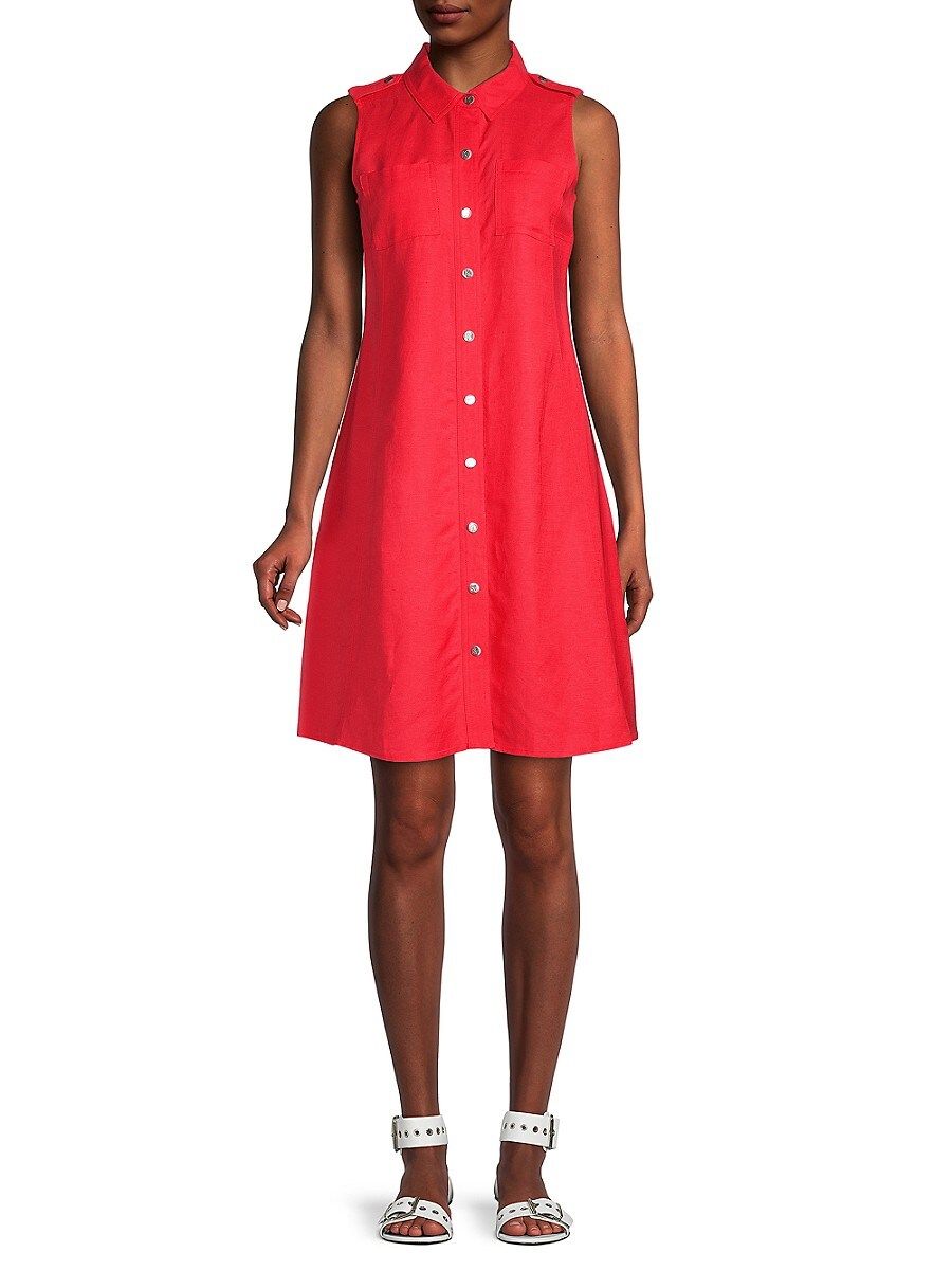 Karl Lagerfeld Paris Women's Solid-Hued Shirt Dress - Tomato - Size 2 | Saks Fifth Avenue OFF 5TH