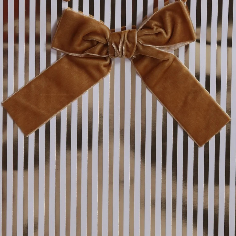 Large White and Gold Stripe Christmas Paper Gift Bag, 12" x 4.5" x 12", by My Texas House | Walmart (US)