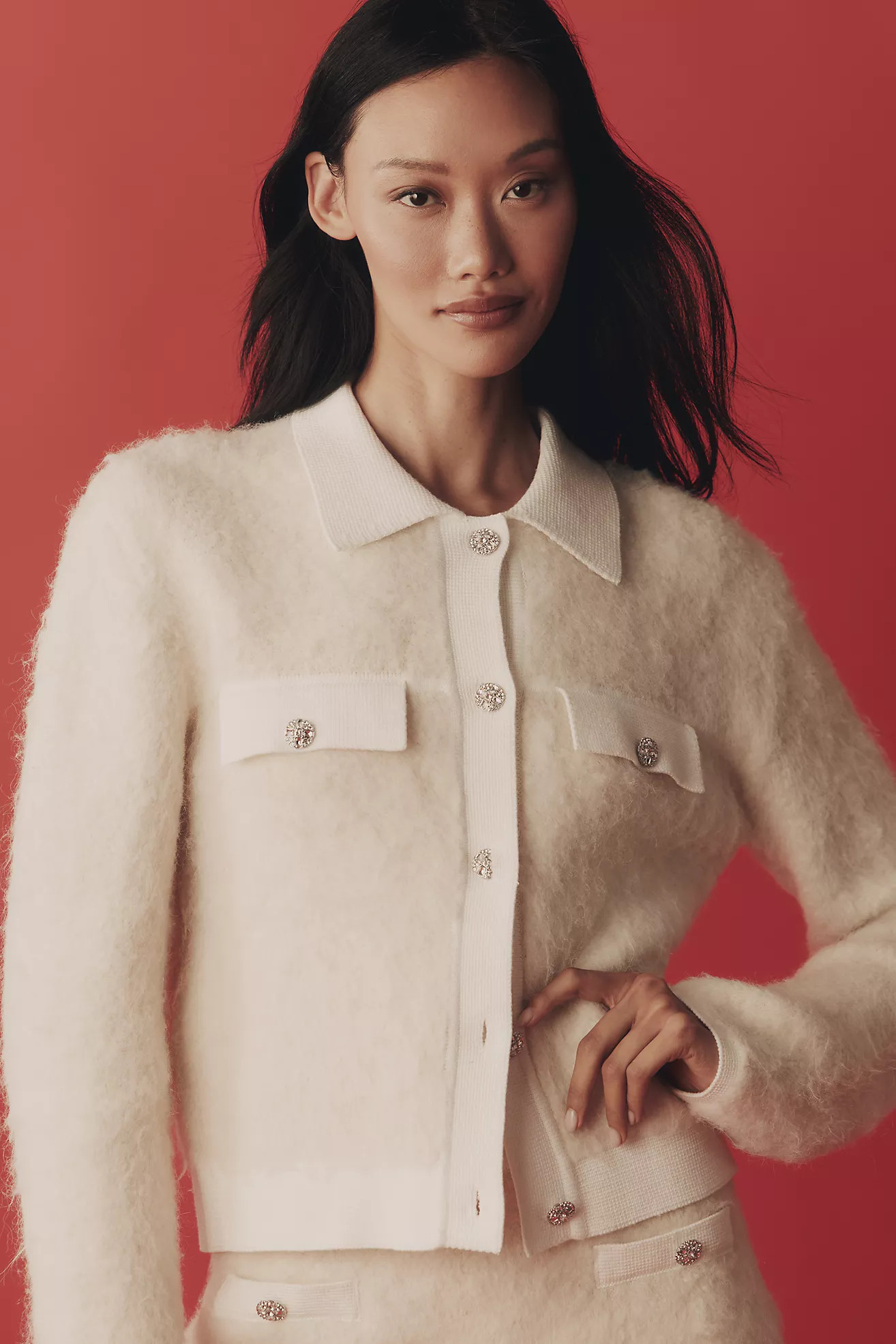 Endless Rose Textured Collared Cardigan Sweater | Anthropologie (US)