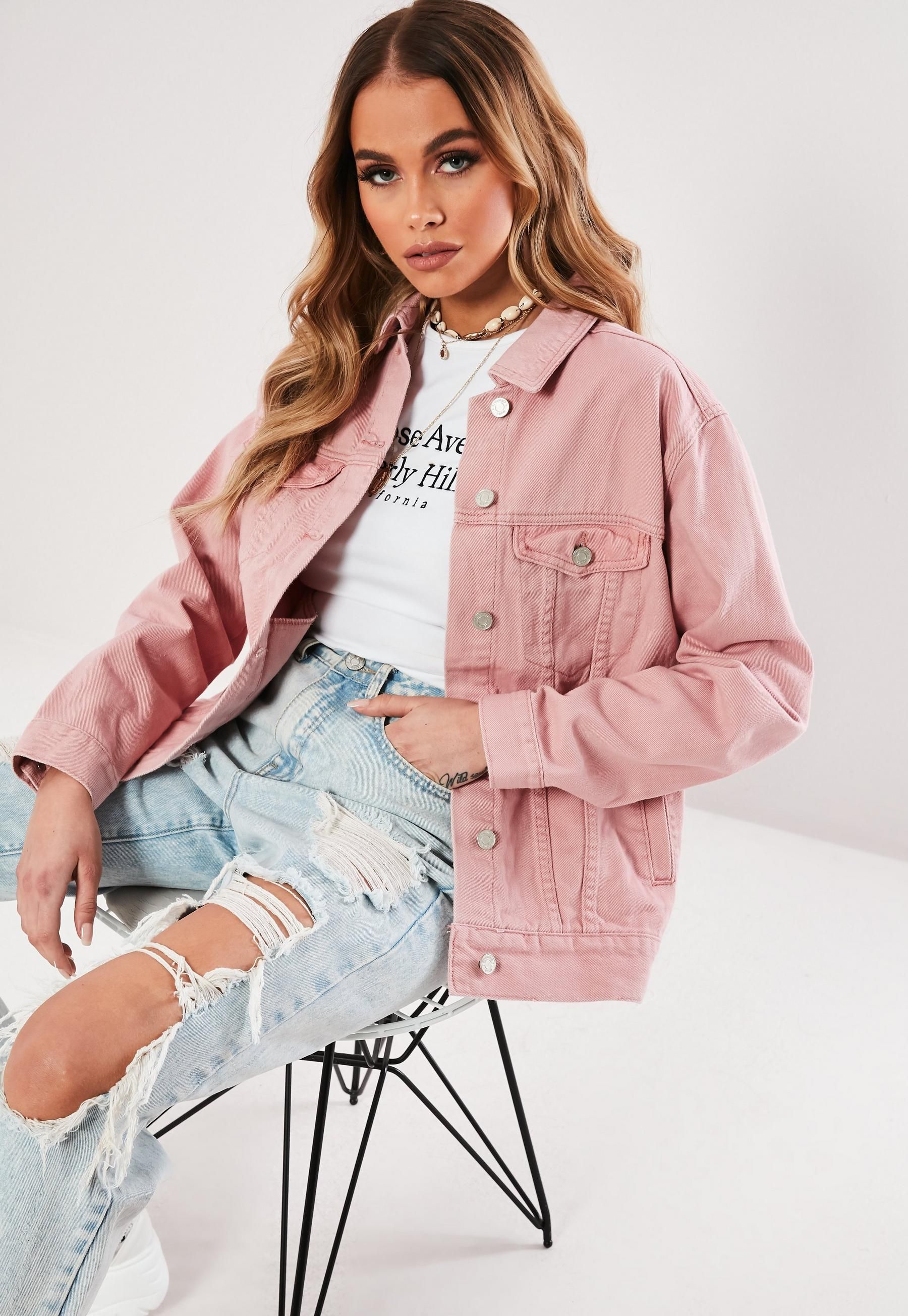 Pink Oversized Denim Jacket | Missguided (US & CA)