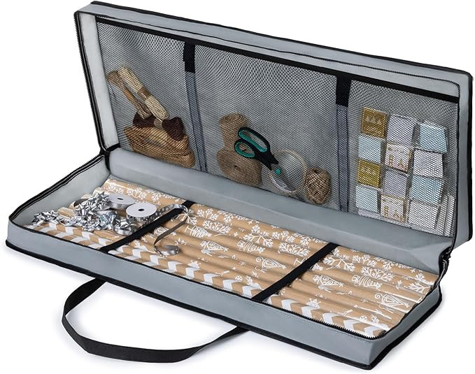 Christmas Village Wrapping Paper Fabric Storage Bag with Pouch (82 x 34 x 13 cm) Water and Dust R... | Amazon (UK)