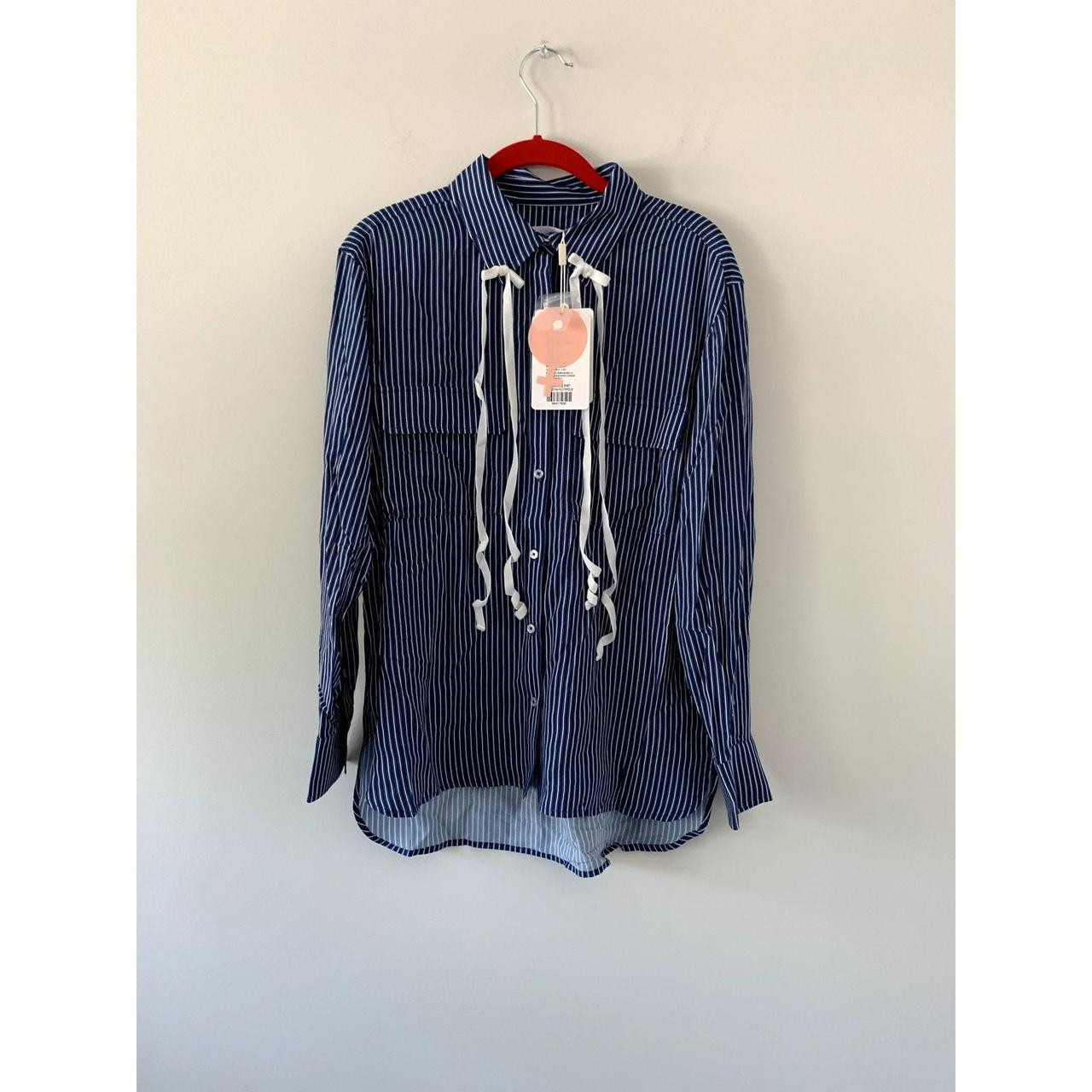 Selkie Women's Blouse - Blue/White - 28D | Depop US