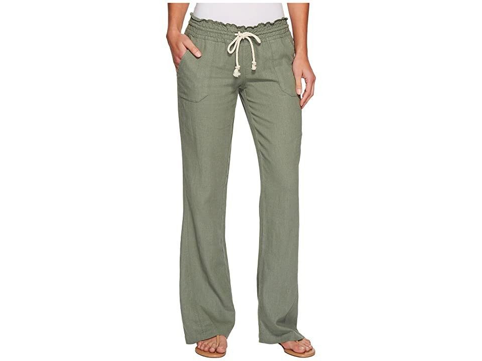 Roxy Ocean Side Pant Women's Casual Pants Olive : XL (US 13) 32, Cotton/Linen | Zappos