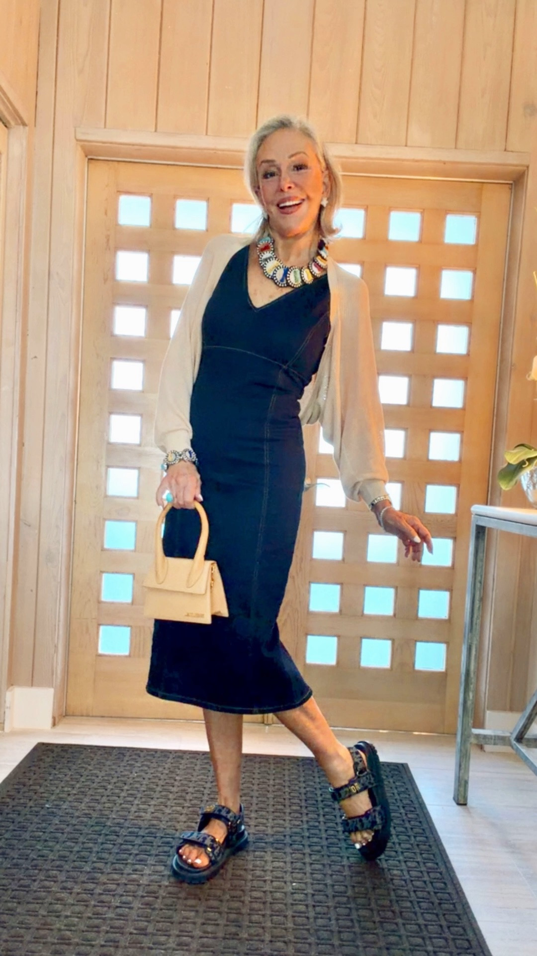 Spanx denim midi dress zips up back. Has Spanx stretch that smoothes and snatches in all the right places

#LTKOver40 #LTKWorkwear #LTKootd