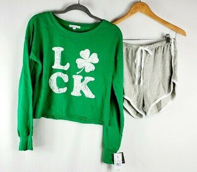 Grayson Threads St Patrick's Day Luck Pajama Shorts Set Shamrock Green Size S | eBay AU