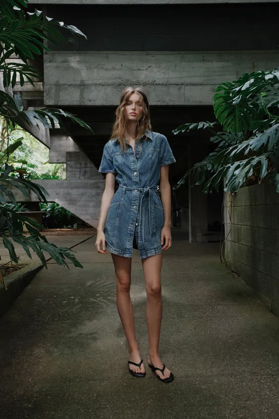 Z1975 MINI DENIM DRESS WITH BELT | Zara UK
