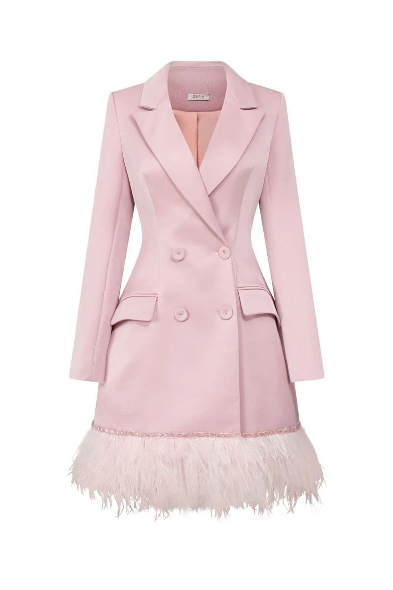 PINK ROSA TAFFETA FEATHER BLAZER DRESS | 21Six | CULT MIA | CULT MIA UK LTD