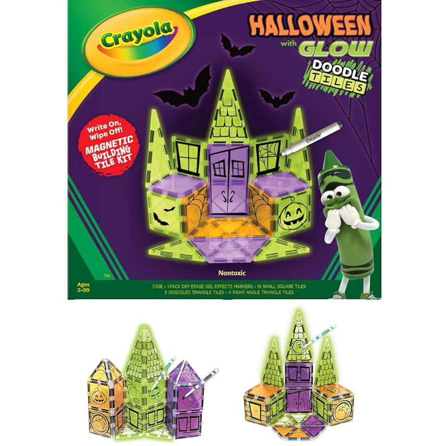 CreateOn Crayola Halloween Glow Doodle Magnetic Tiles Set, Building Set for Kids, STEM Toys for B... | Amazon (US)