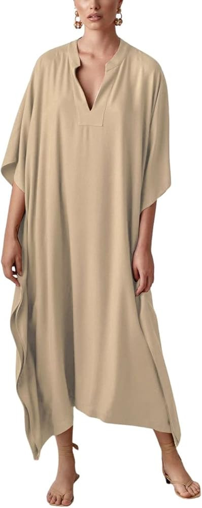 Bsubseach Women Kaftan Dresses Caftan Loungewear Maxi Dress Swimsuit Cover Up Beachwear | Amazon (US)
