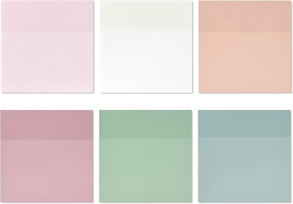 EOOUT 300 Sheets Pastel Transparent Sticky Notes, 6 Pads, 3x3 Inch, 6 Colors Clear Translucent Ad... | Amazon (US)