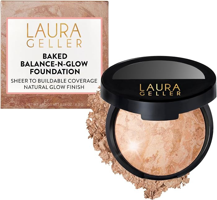 LAURA GELLER NEW YORK Baked Balance-n-Glow Illuminating Powder Foundation \u2013 Fair \u2013 Hand... | Amazon (US)