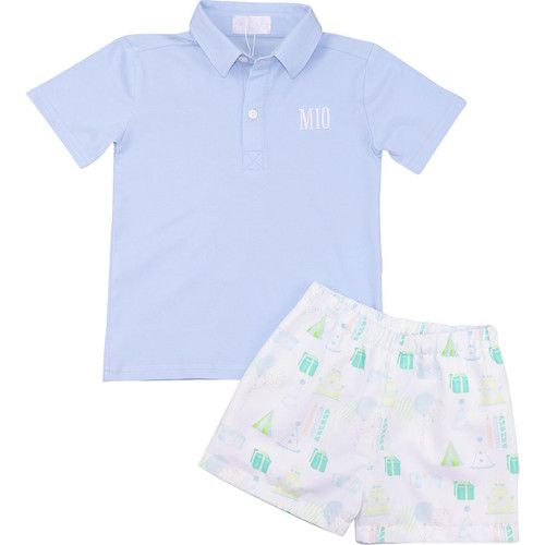 Birthday Print Polo Short Set | Cecil and Lou