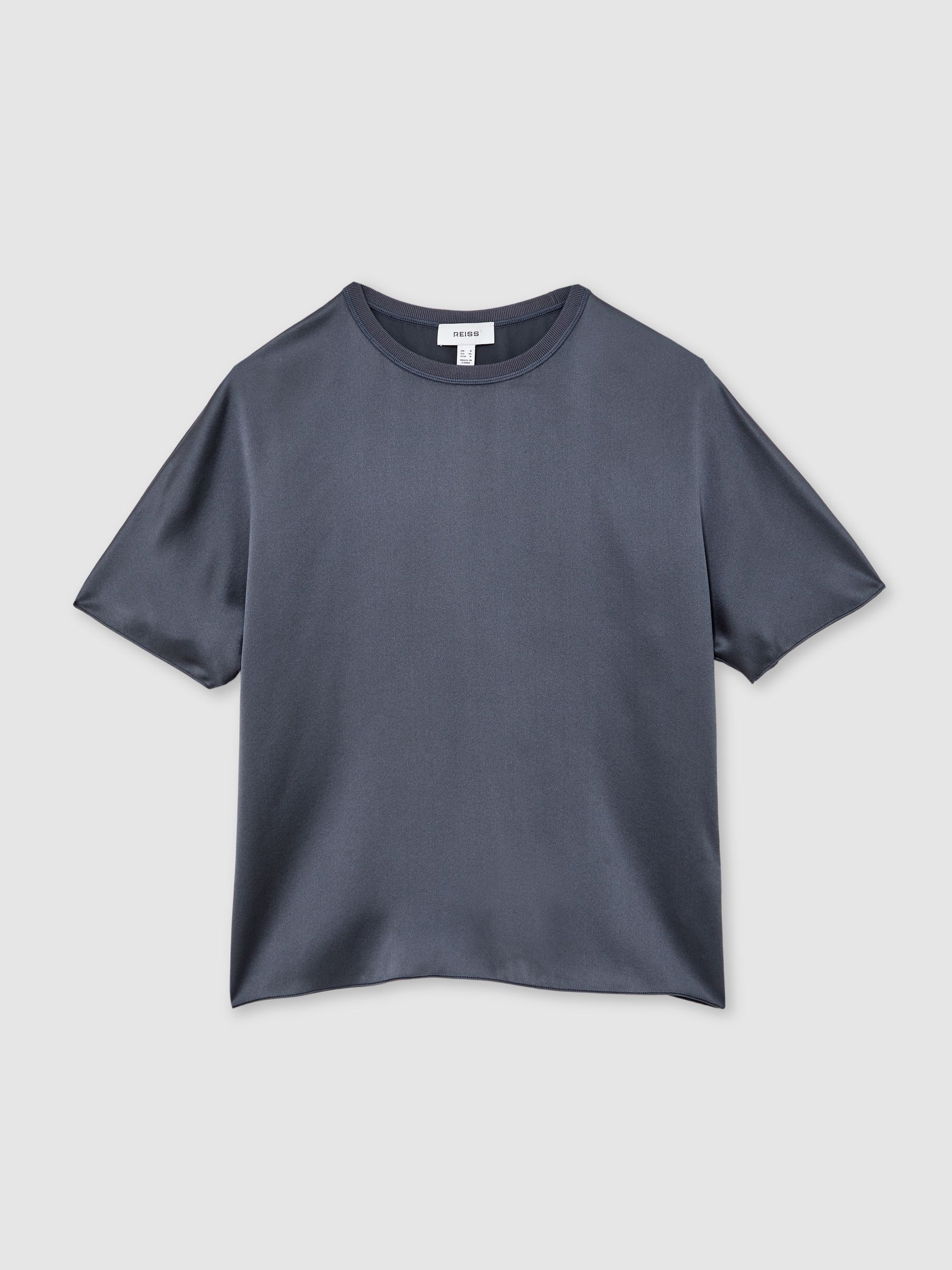 Silk Short-Sleeve Top in Blue | Reiss US