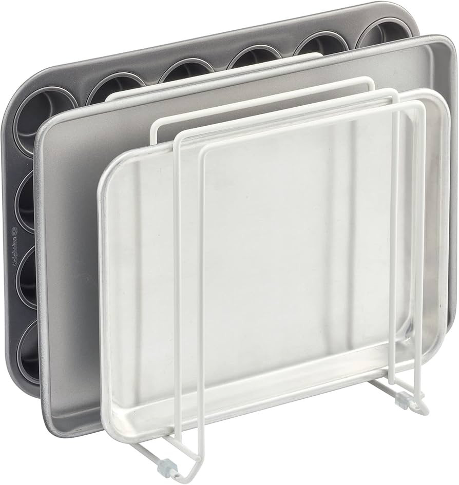 mDesign X-Large Steel Storage Tray Organizer Rack for Kitchen Cabinet - Divided Holder with 5 Slo... | Amazon (US)