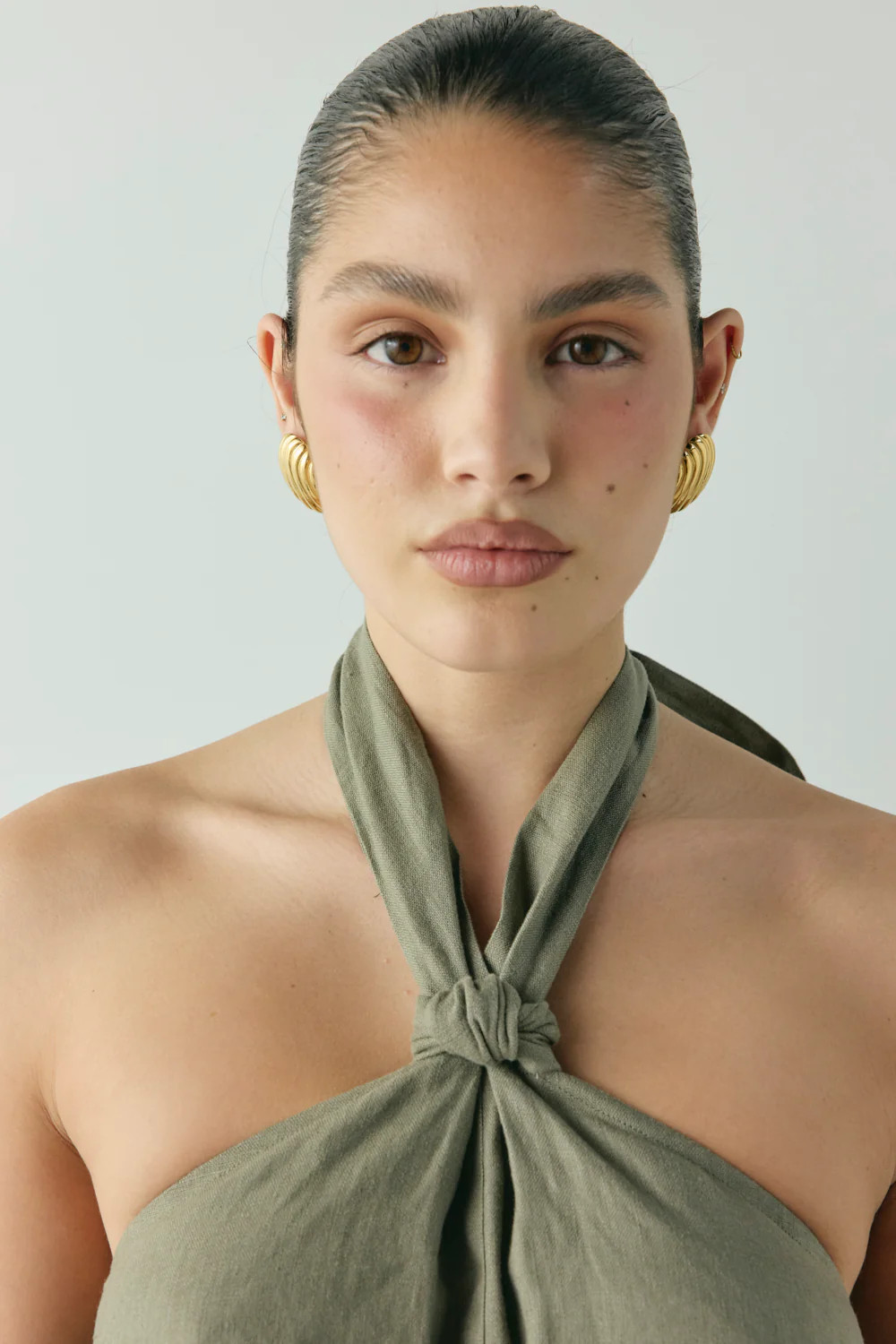 Taliah Linen Top Khaki | VRG Grl