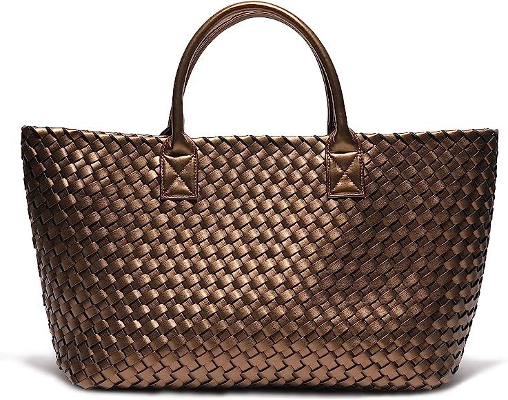 Weayouth Woven Bag Shopper Bag Travel Handbags and Purses Women Tote Bag Large Capacity Shoulder ... | Amazon (US)