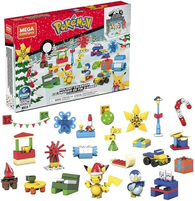 MEGA Pokémon Building Toys Set, Holiday Calendar with 202 Pieces, 2 Poseable Characters and Acce... | Amazon (US)