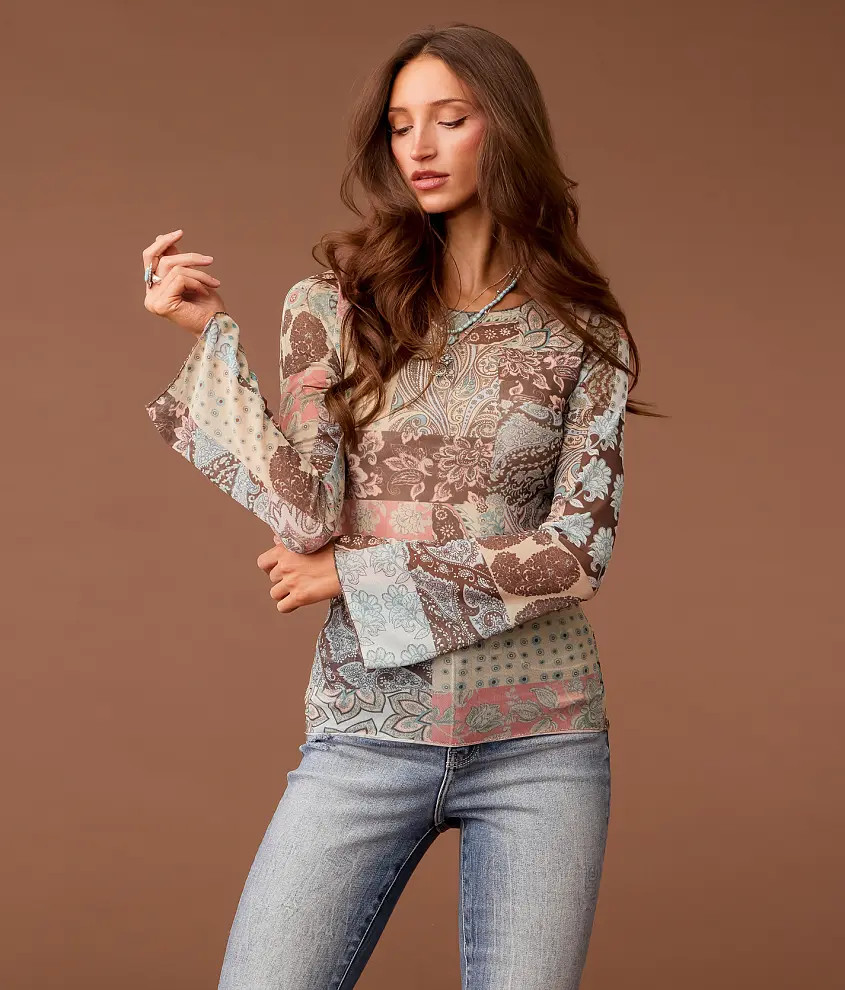 Paisley Patchwork Mesh Top | Buckle