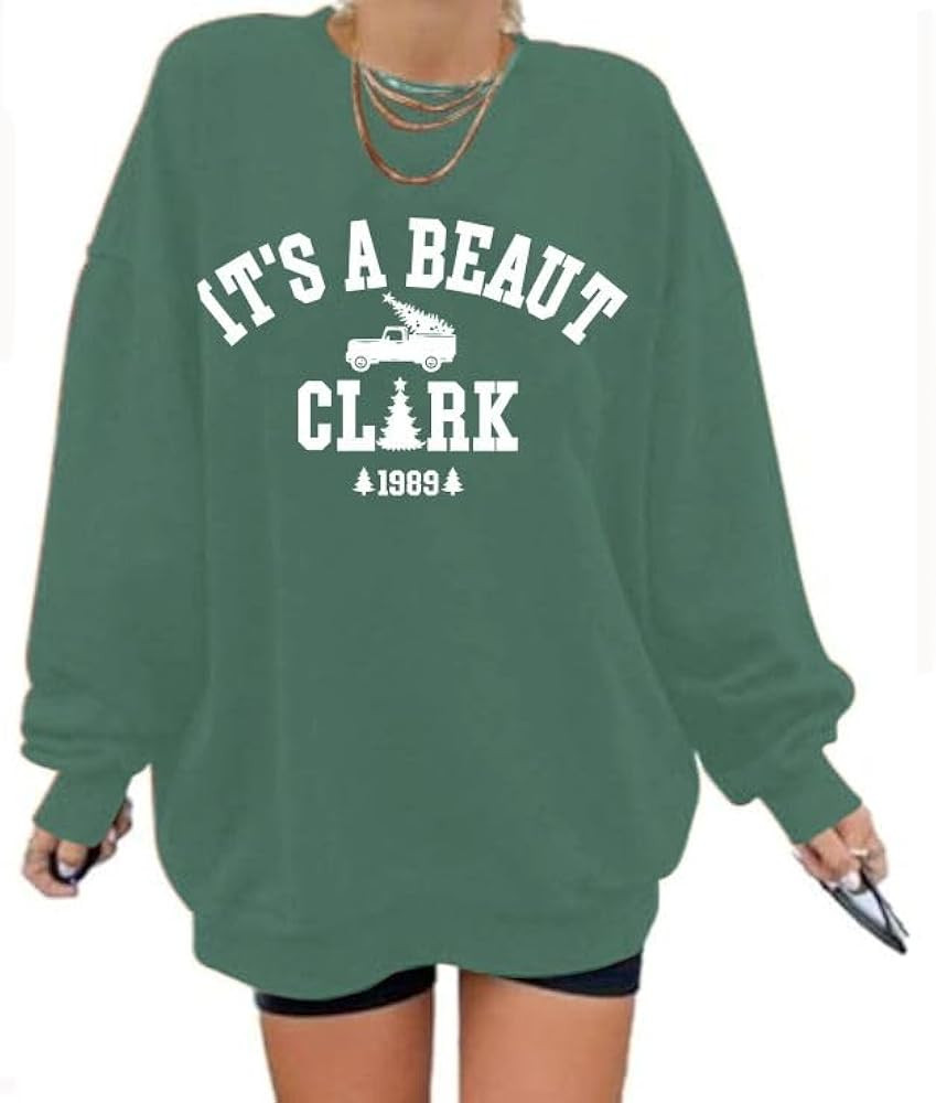 Christmas Sweatshirts for Women Oversized It's a Beaut Clark Sweatshirt Crewneck Long Sleeve Pull... | Amazon (US)