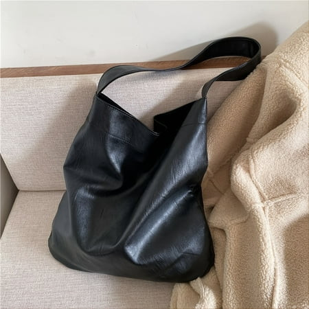 Junior Soft Faux Leather Shoulder Purse Bag For Women Tote Hobo Bag Large Capacity Shoulder Bag Handbags Soft Tote Minimalist Leather Shoulder Bag | Walmart (US)