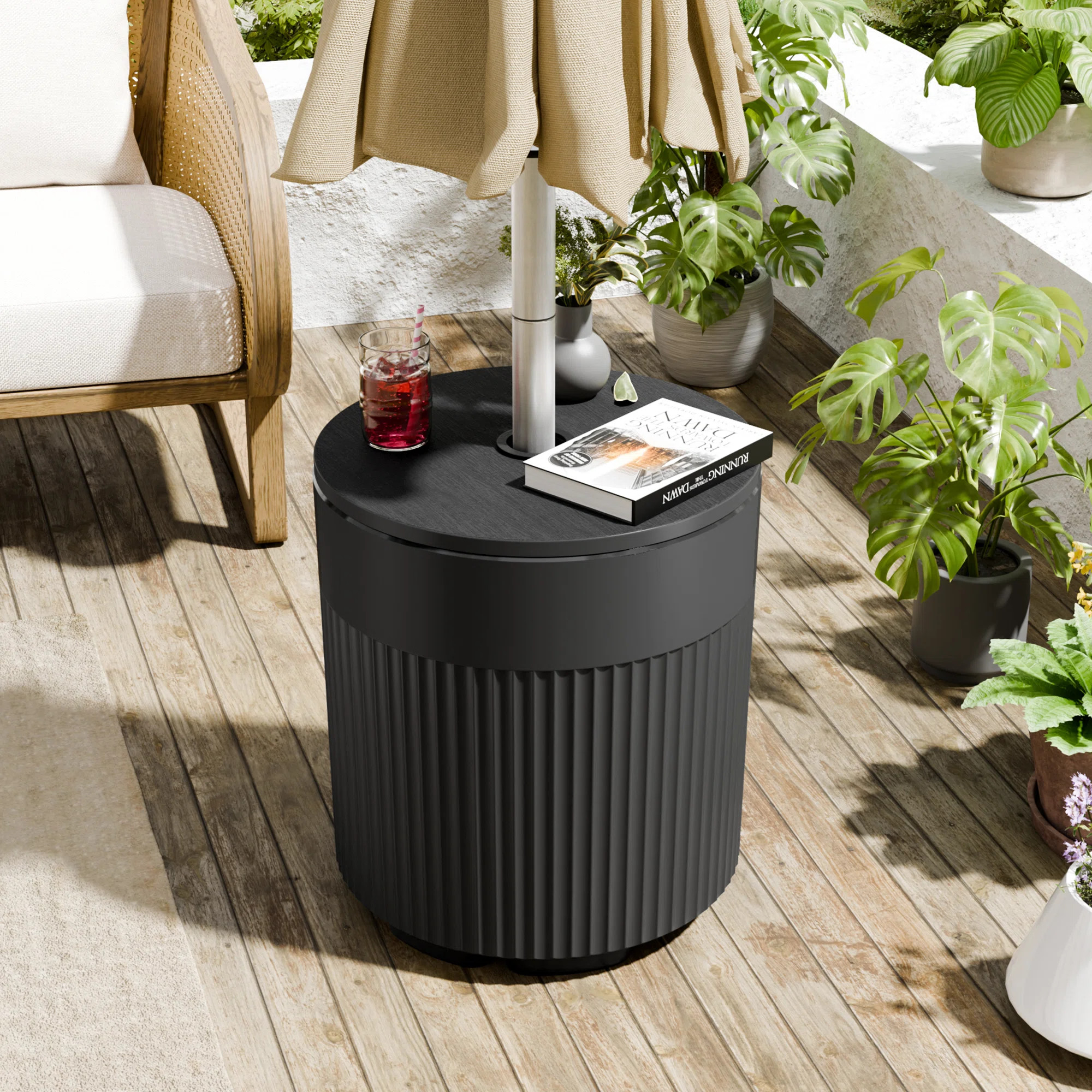 Modern Outdoor Patio Side Table Umbrella Base | Wayfair North America