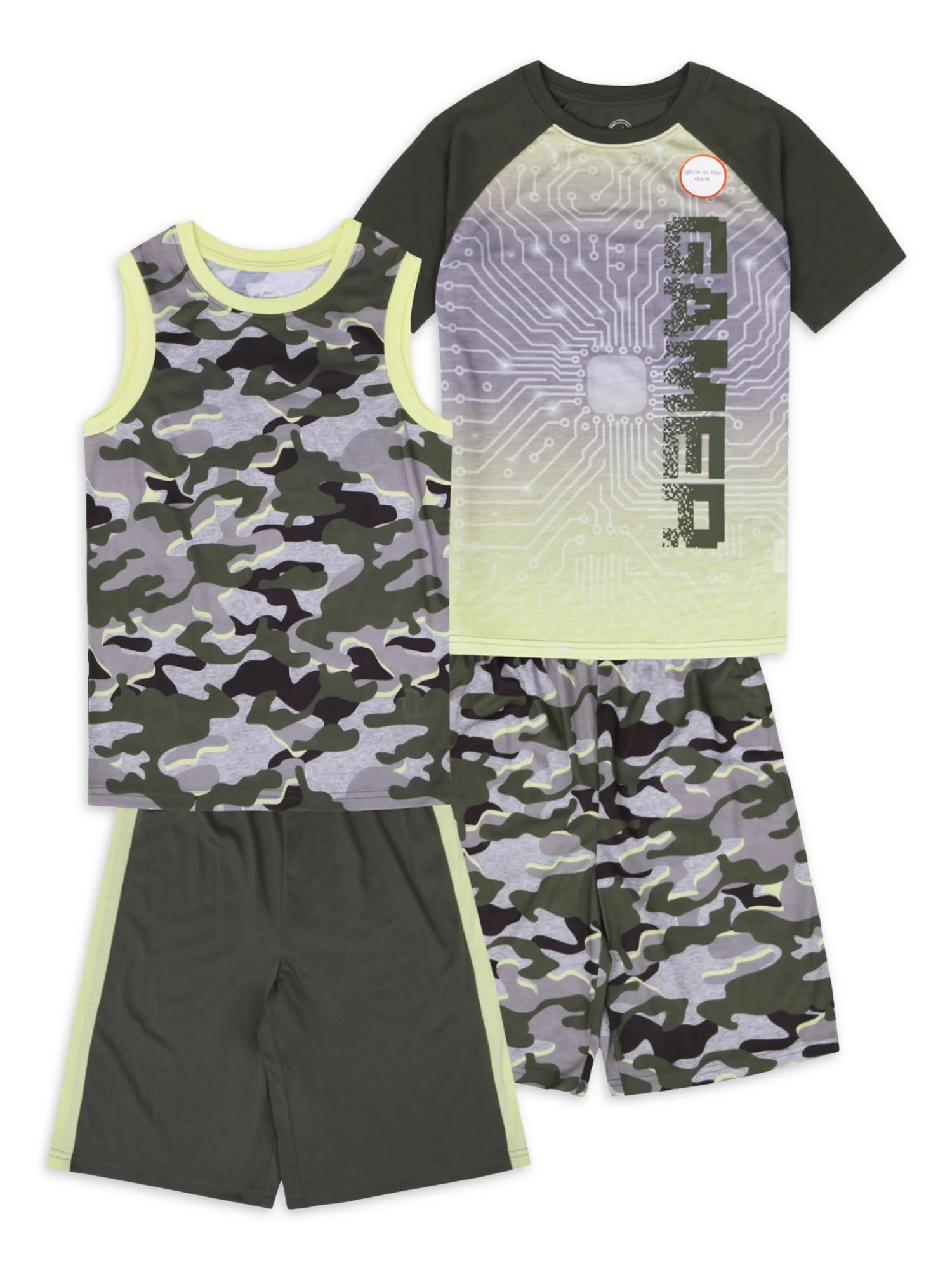 Wonder Nation Boys Gamer Pajama Set, 4-Piece, 4-18 & Husky - Walmart.com | Walmart (US)