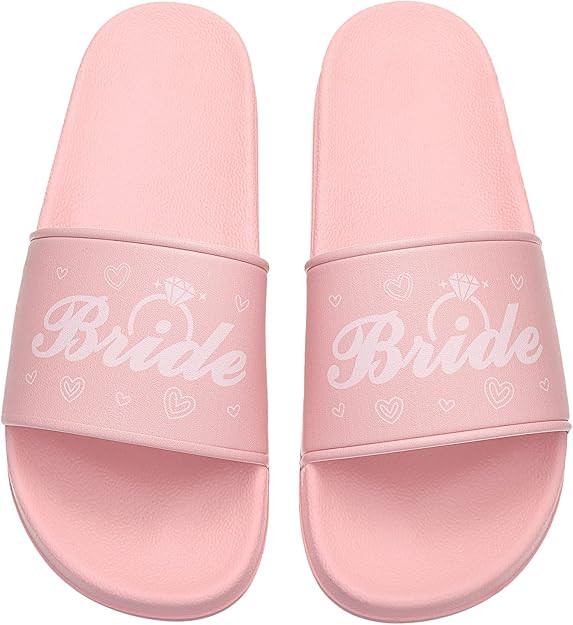 Bride Slippers Pink Wedding Rubber Slippers Bride Pool Sandals Bachelorette Party Decorations Sho... | Amazon (US)