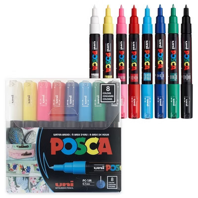 uniball POSCA 8pk PC-1M Water Based Paint Markers Extra Fine Tip 0.7mm | Target