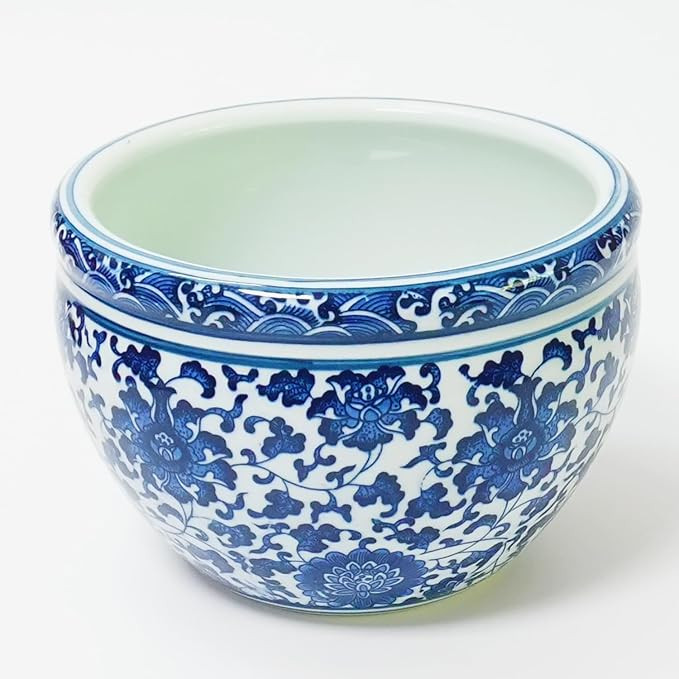 Blue and White Chinoiserie Planter, Blue and White Flower Pot for Indoor Plants, Oriental Pots fo... | Amazon (US)